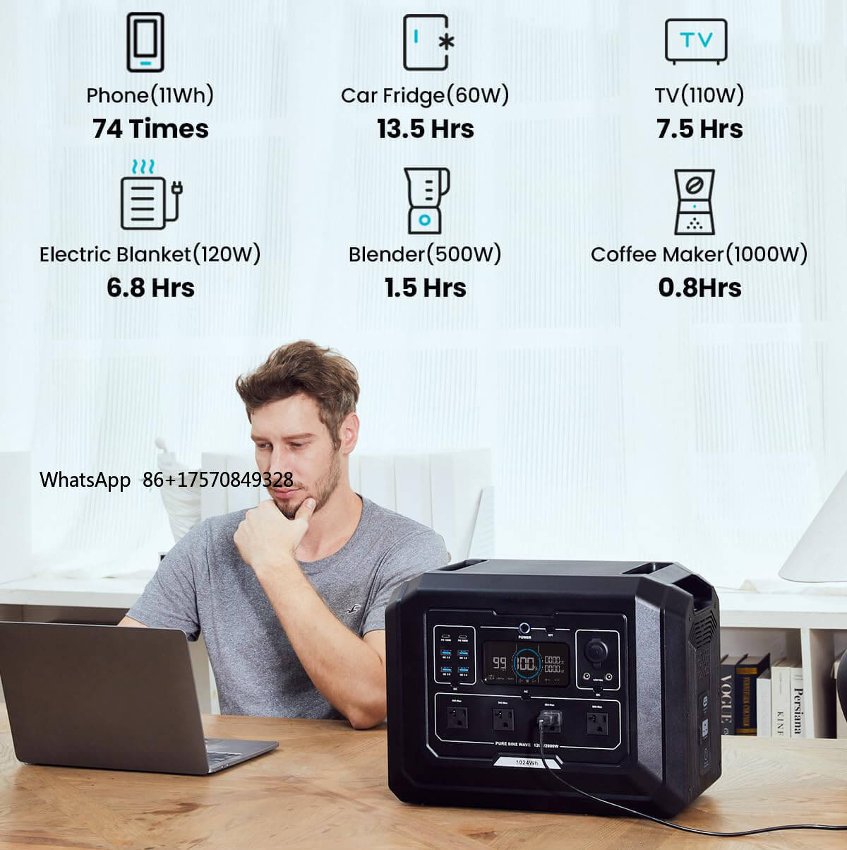 Portable Power Station - LiFePO4 Battery 2kw Output Tragbare Powerstation