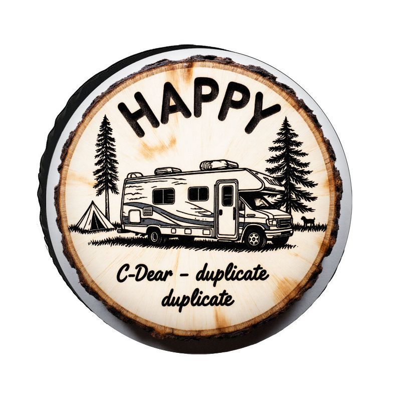 Outdoor Camping Adventures - HAPPY RV Camping Theme Polyester Tire
