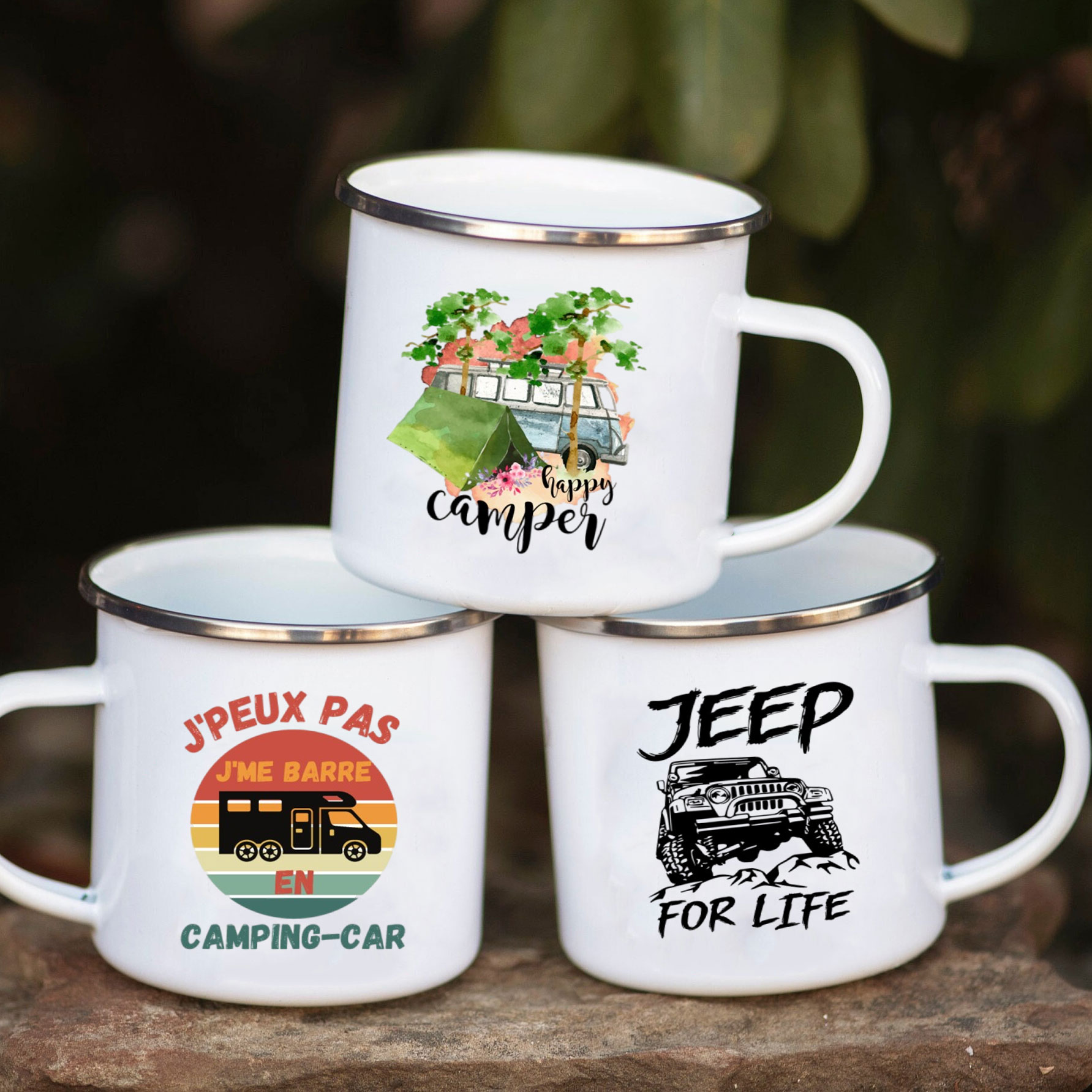 Outdoor Camping Adventures - Camping Car Enamel Mug Adventure Together