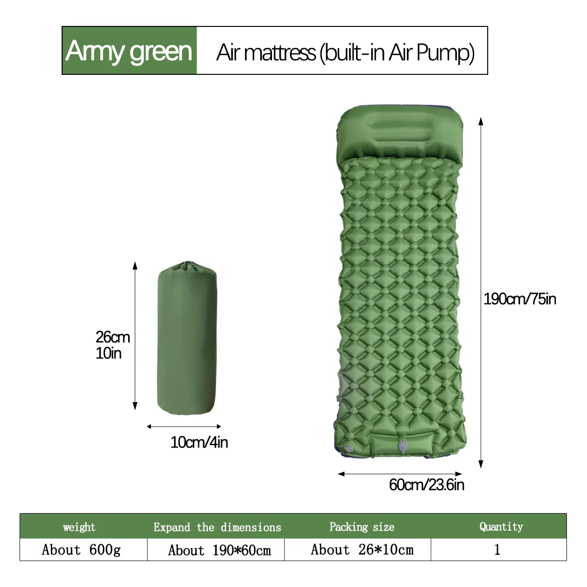 190*60cm Outdoor Camping Infla - Outdoor In Camping ulasan dan harga