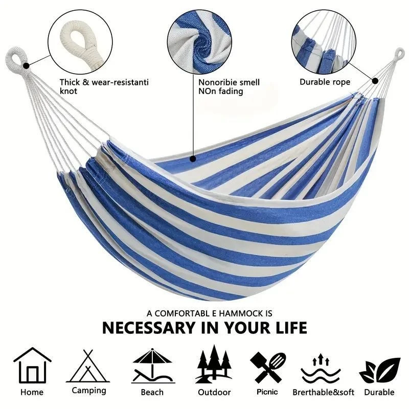 Canvas No Wooden Stick Hammock - Outdoor Camping Hammock ulasan dan harga