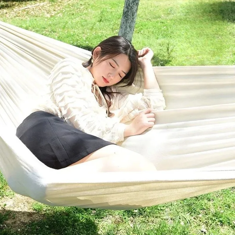 Canvas No Wooden Stick Hammock - Outdoor Camping Hammock ulasan dan harga