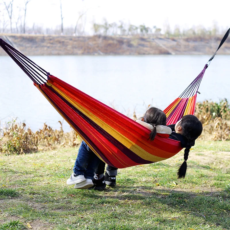 Canvas No Wooden Stick Hammock - Outdoor Camping Hammock ulasan dan harga