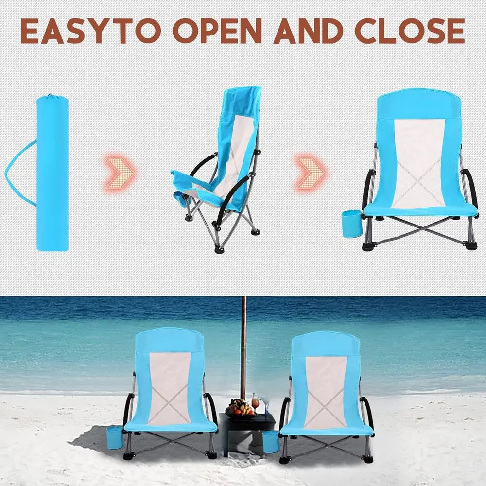 Portable 2-Pack Blue Beach Cha - Outdoor Camping High Chair ulasan dan harga