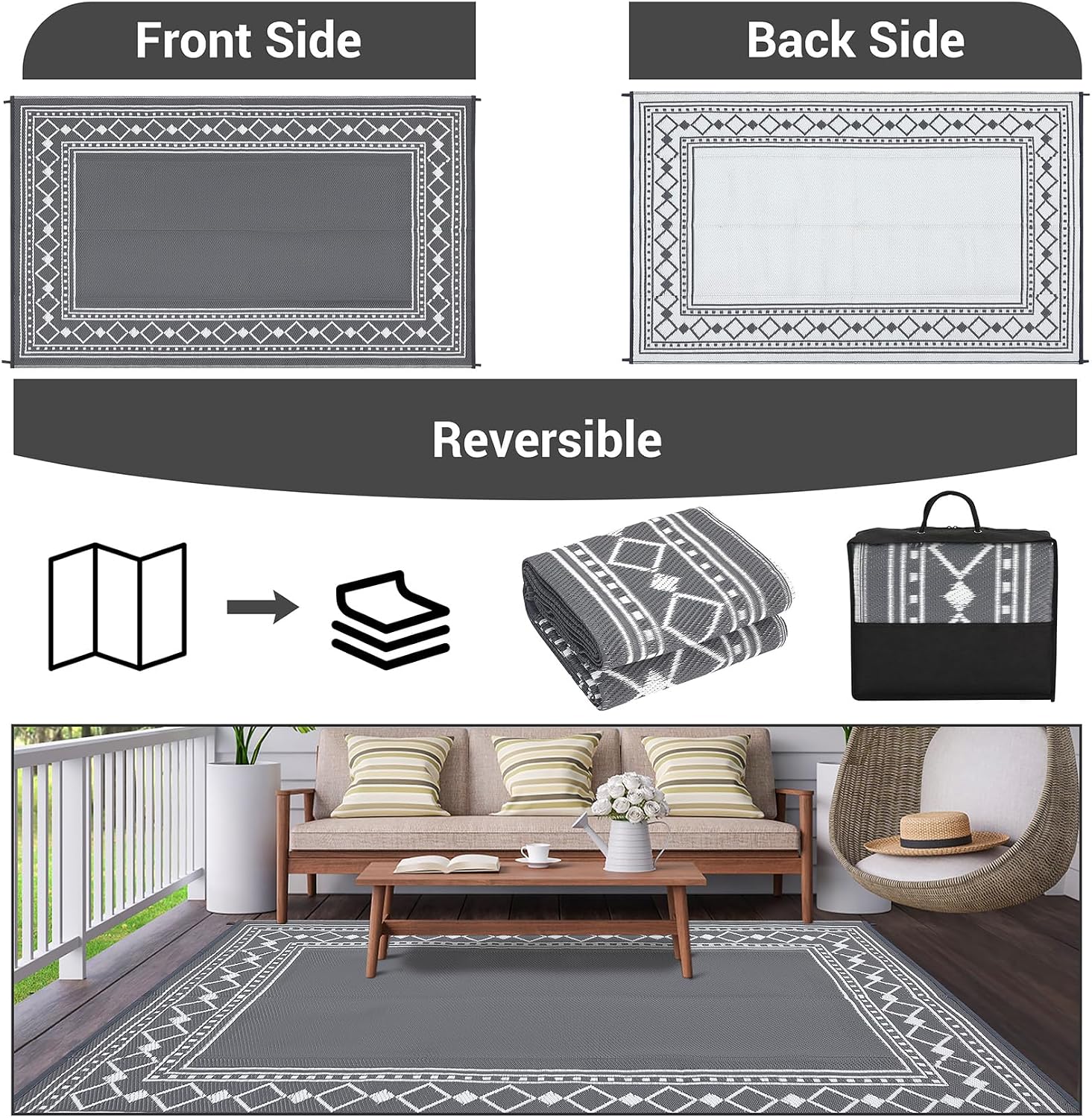 9x18 Waterproof Reversible Out - Outdoor Camping Rugs 9X18 ulasan dan harga