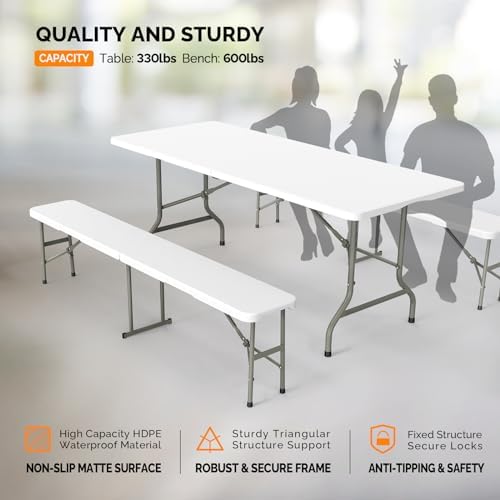 Picnic Table Set with 2 Benche - Camping Outdoor Or Indoor ulasan dan harga