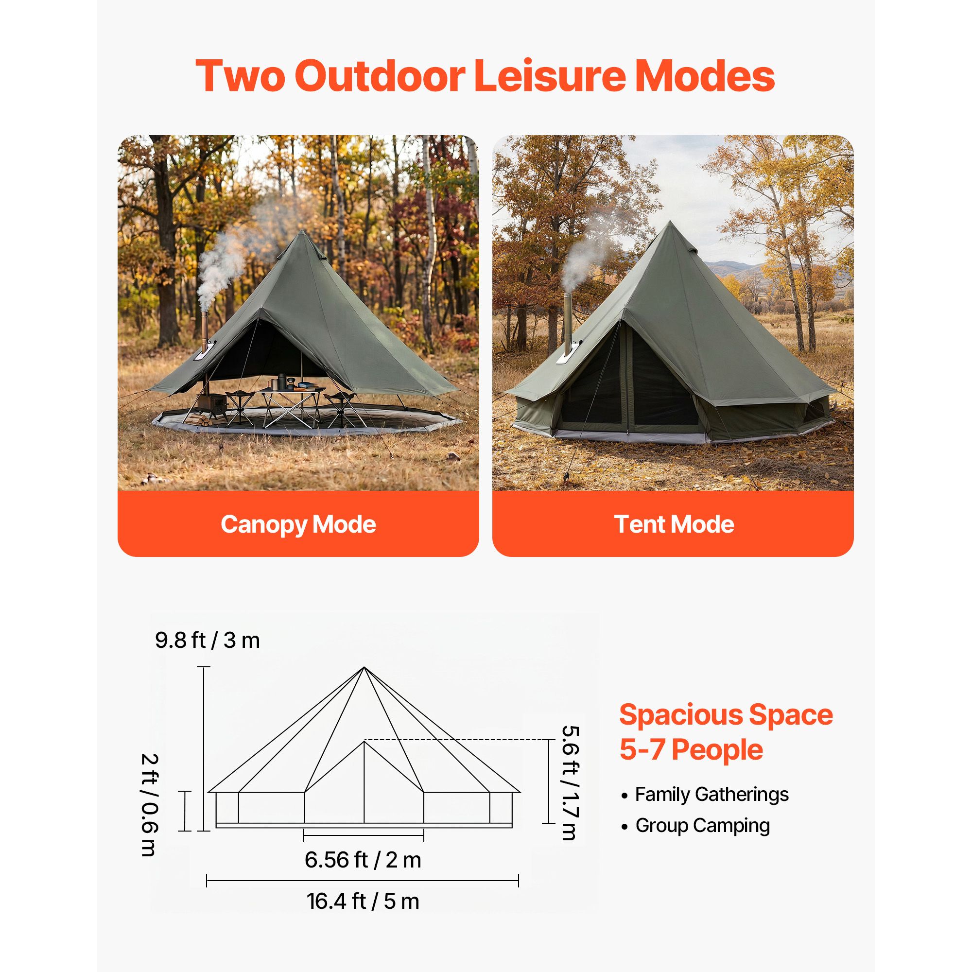 Canvas Bell Tent, 4 Seasons 16 - Outdoor Yurt Camping ulasan dan harga